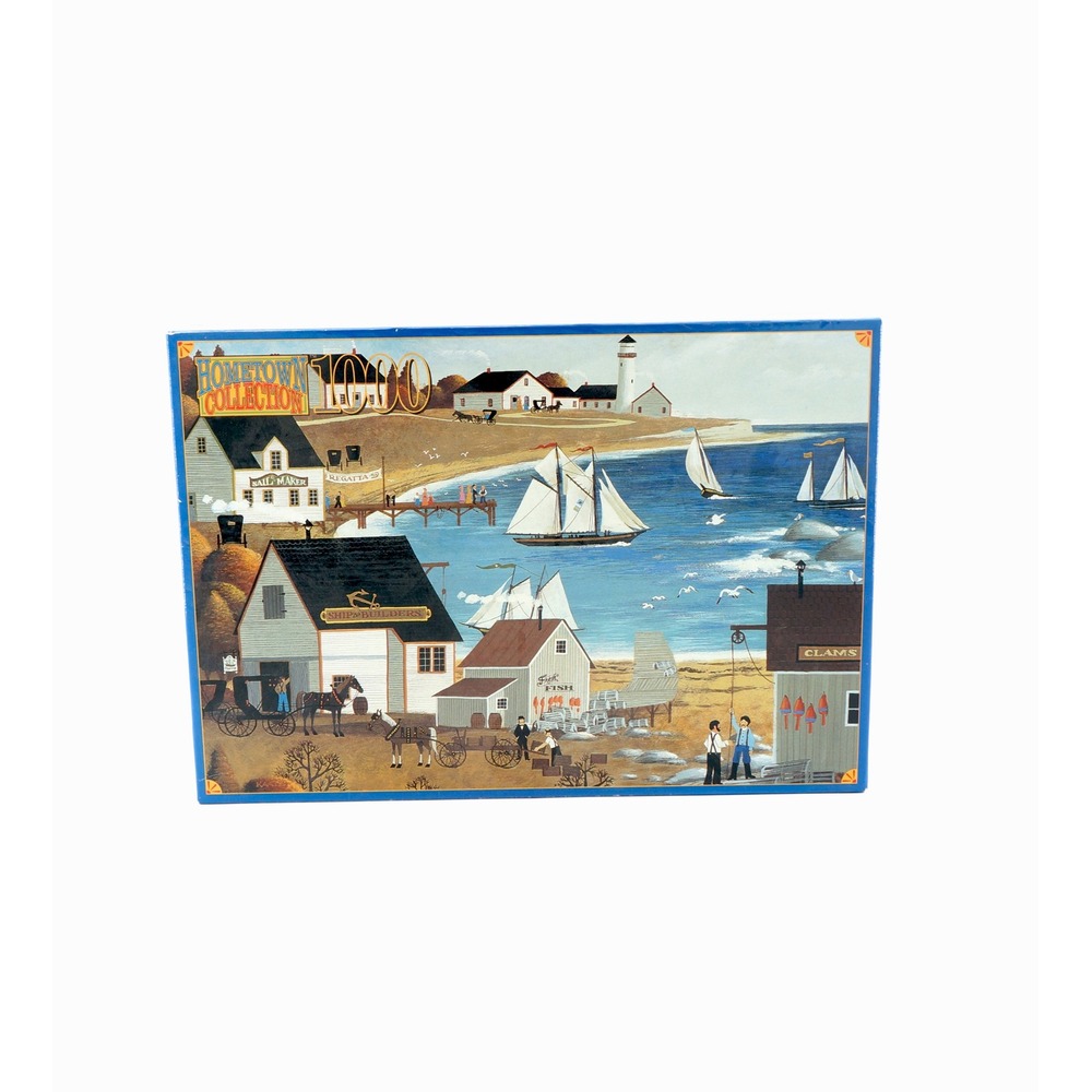 RARE RoseArt Hometown Collection 1000 Piece Puzzle Sealed Coastal Lighthouse